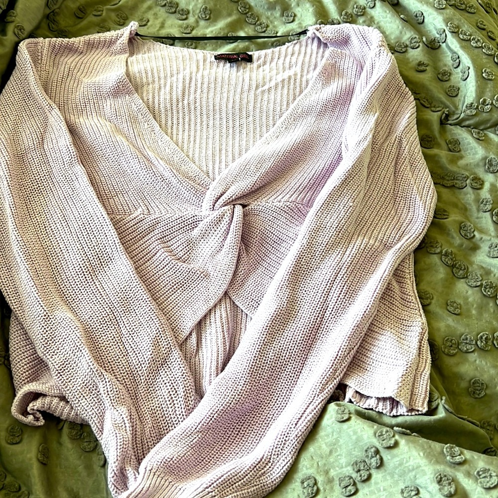cross in back purple sweater